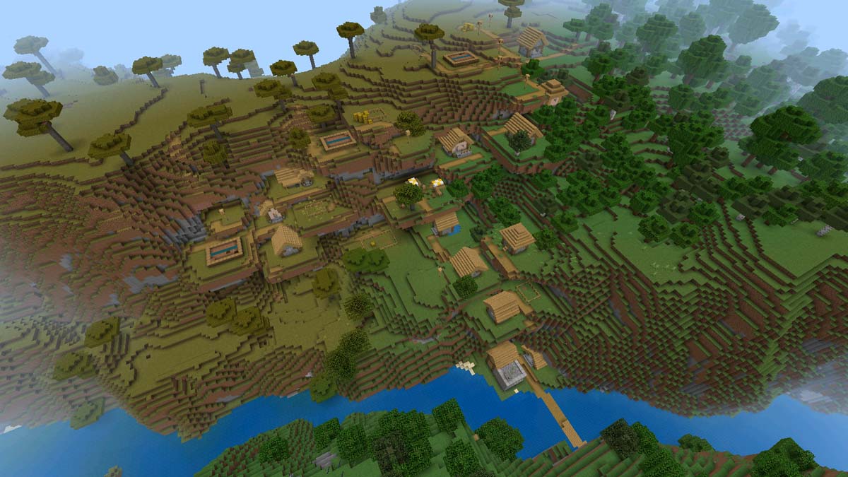 Blacksmith and river village in Minecraft