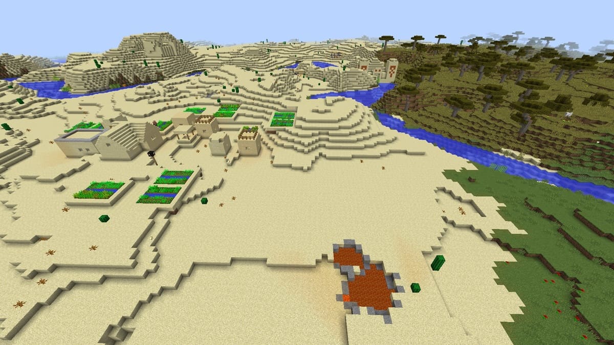 Desert temple and village in Minecraft