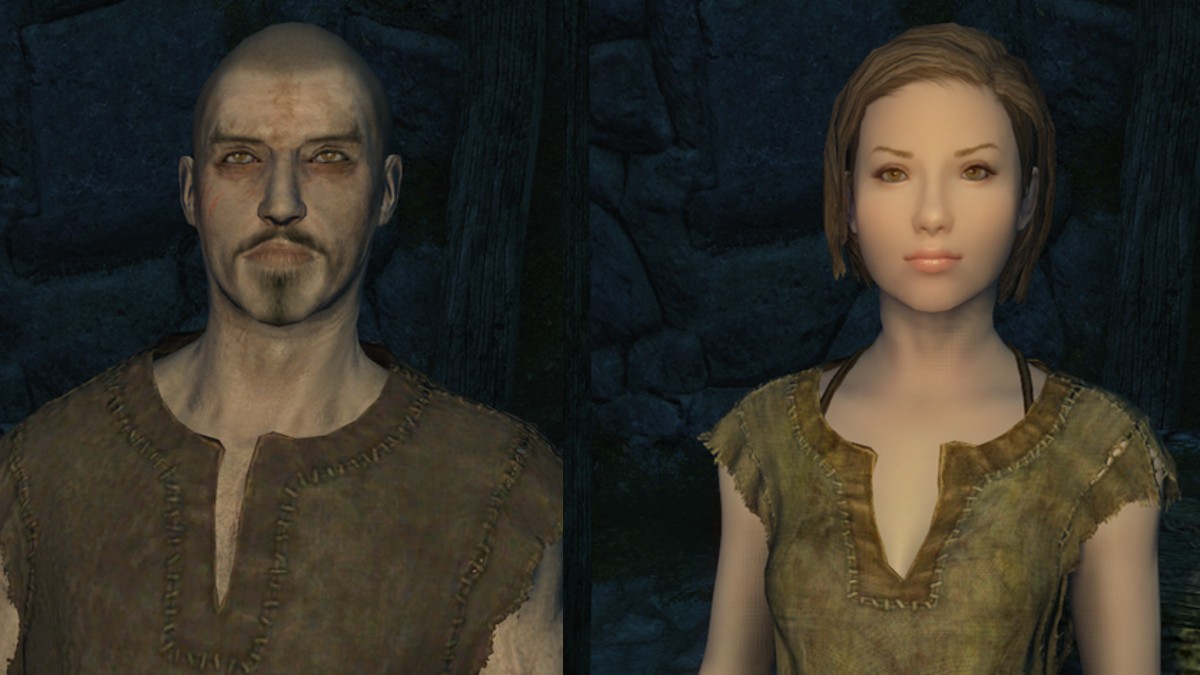 One male Breton and one female Breton side by side