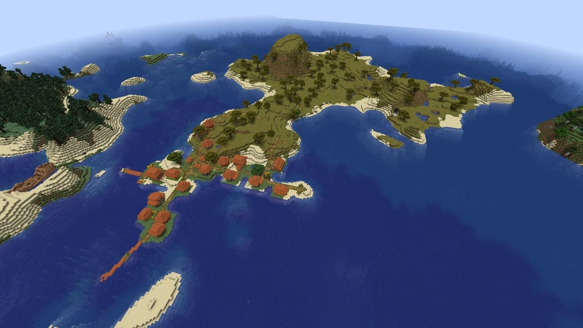 Survival island village in Minecraft