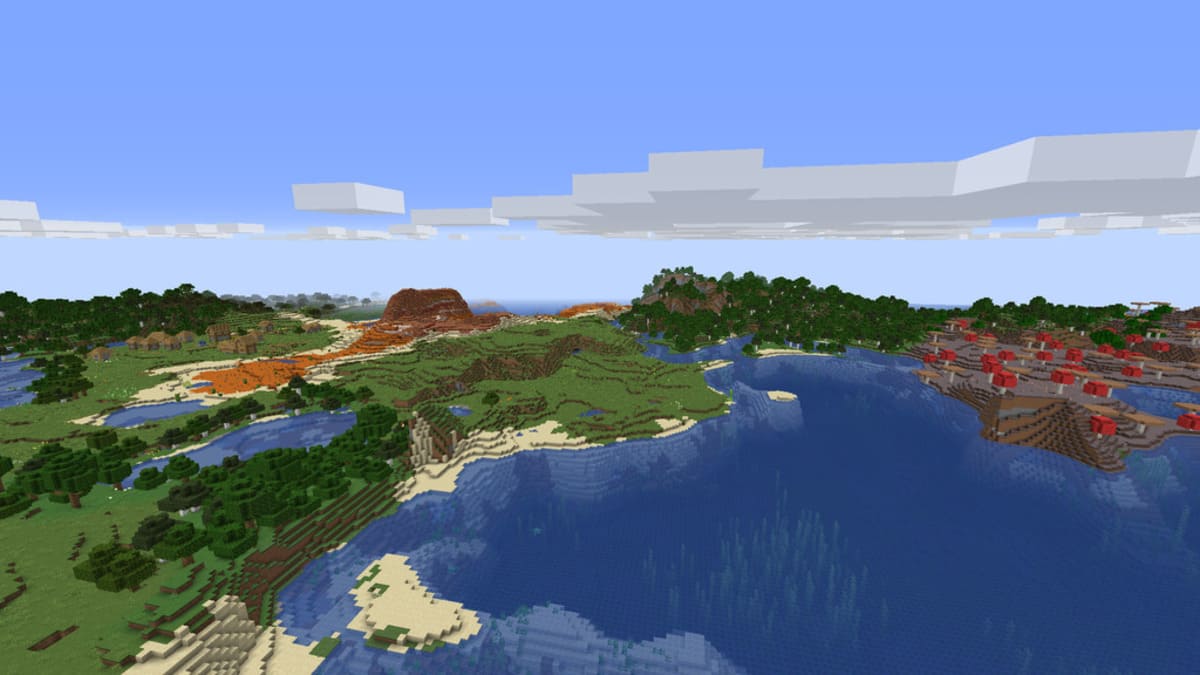 Mushroom island and village in Minecraft