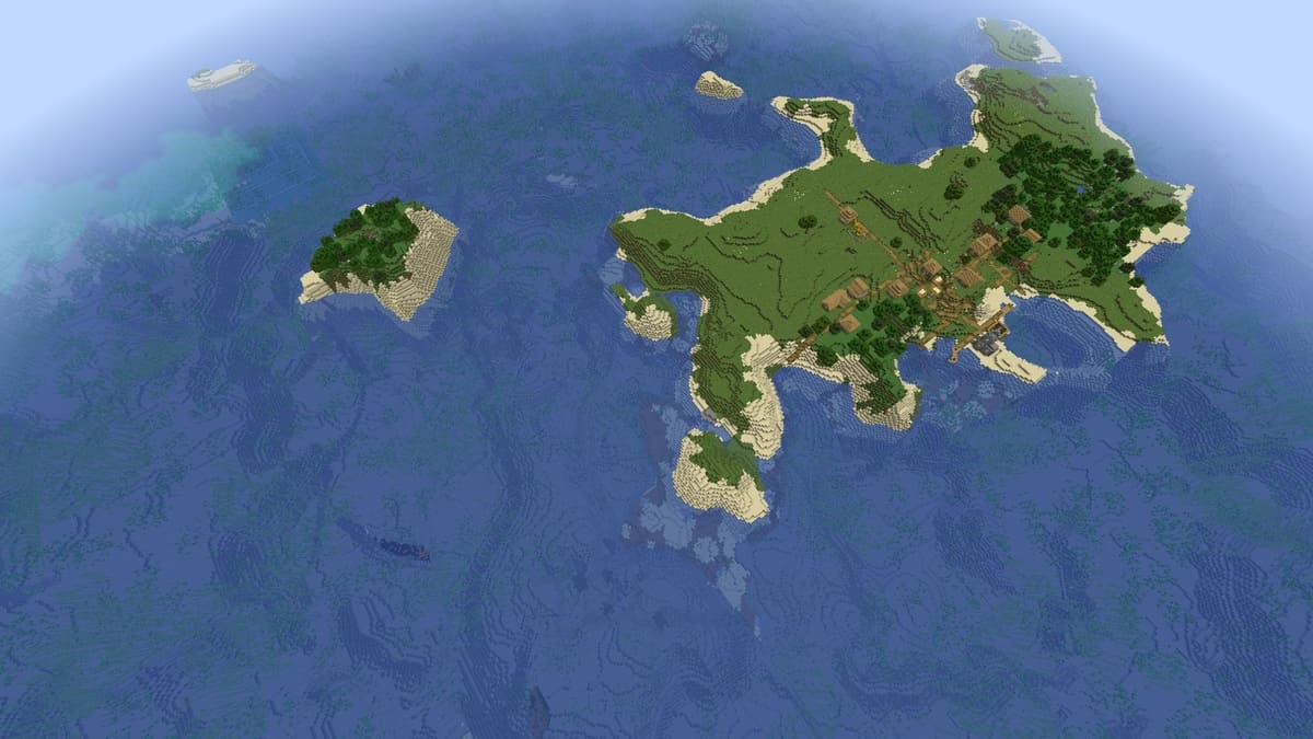 Survival island village in Minecraft