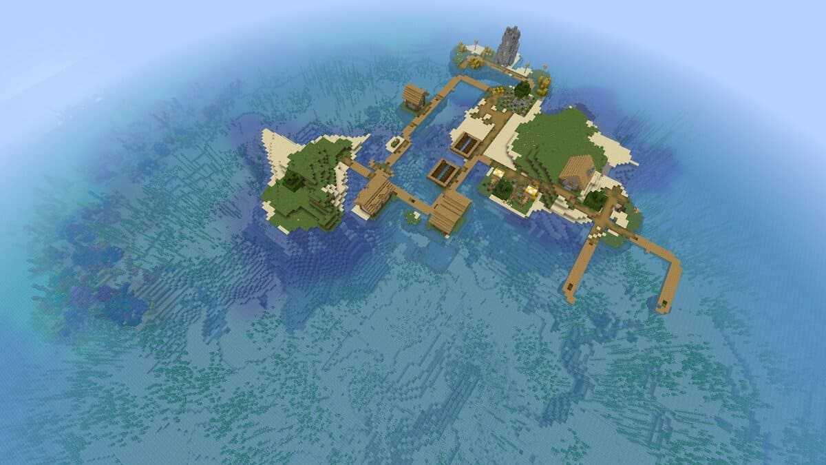 Survival island village in Minecraft