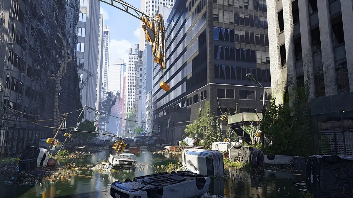 A flooded downtown street in The Division 2