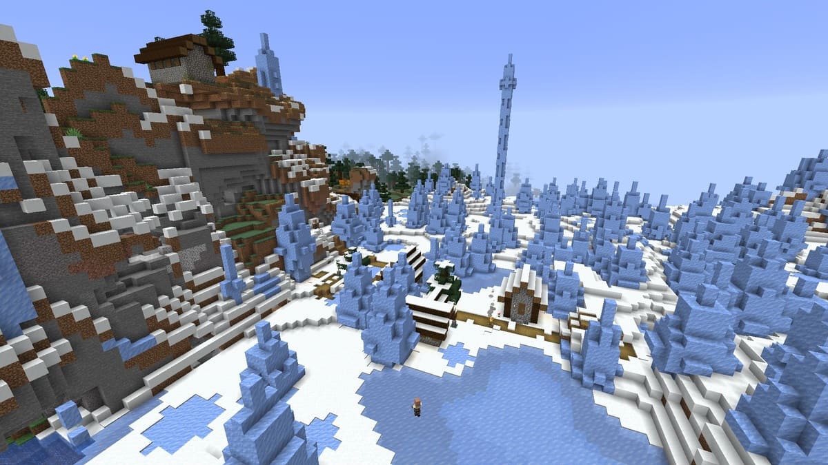 Ice spikes and village in Minecraft