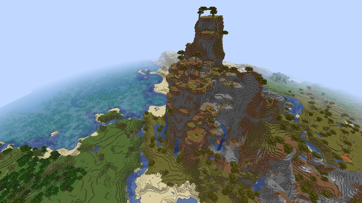 Shattered savanna and village in Minecraft