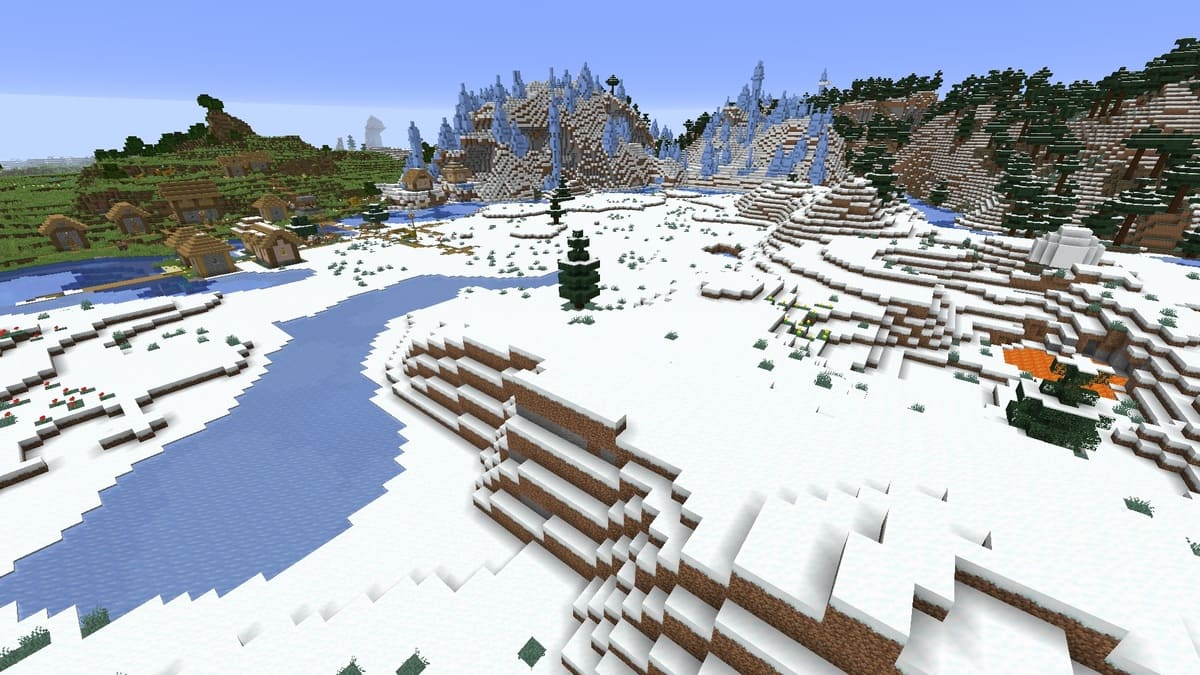 Ice spikes and village in Minecraft