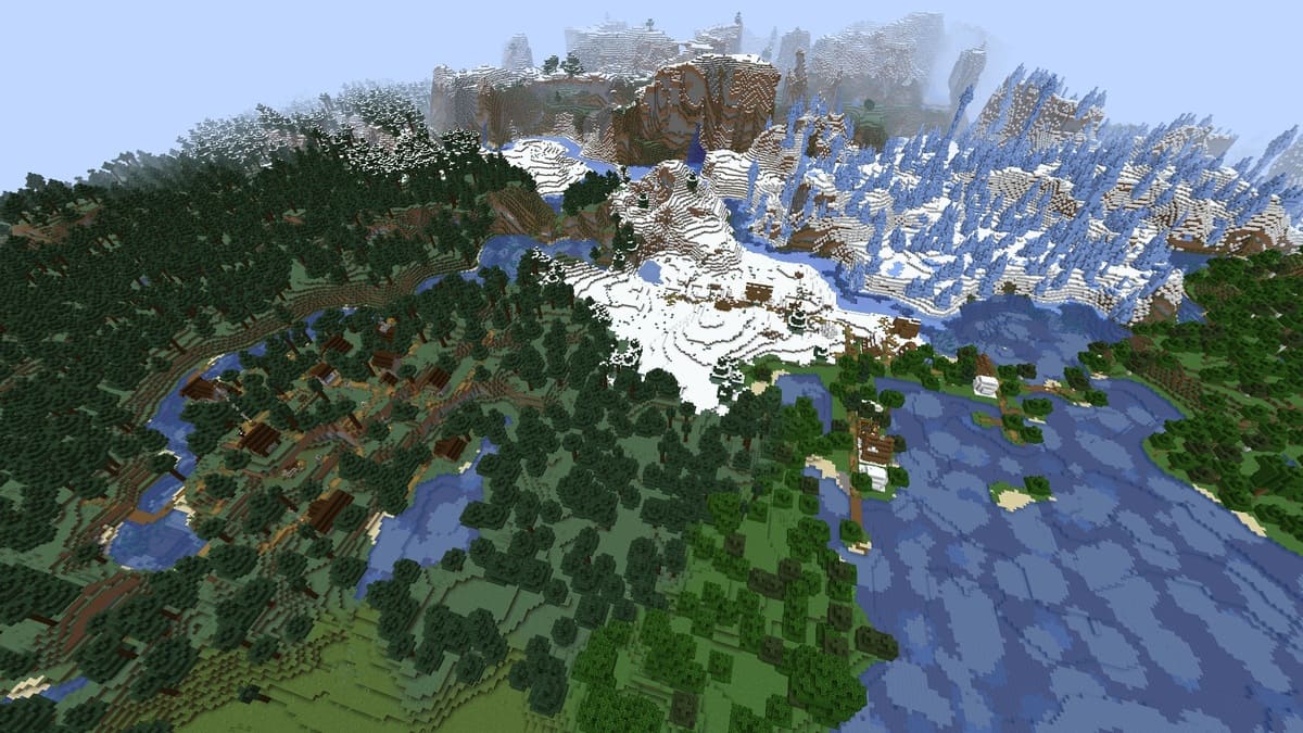 Ice spikes and village in Minecraft