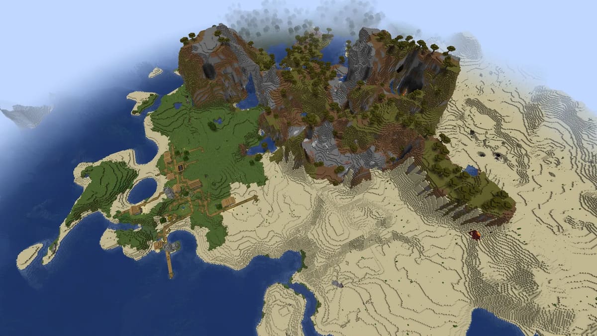 Shattered savanna and village in Minecraft