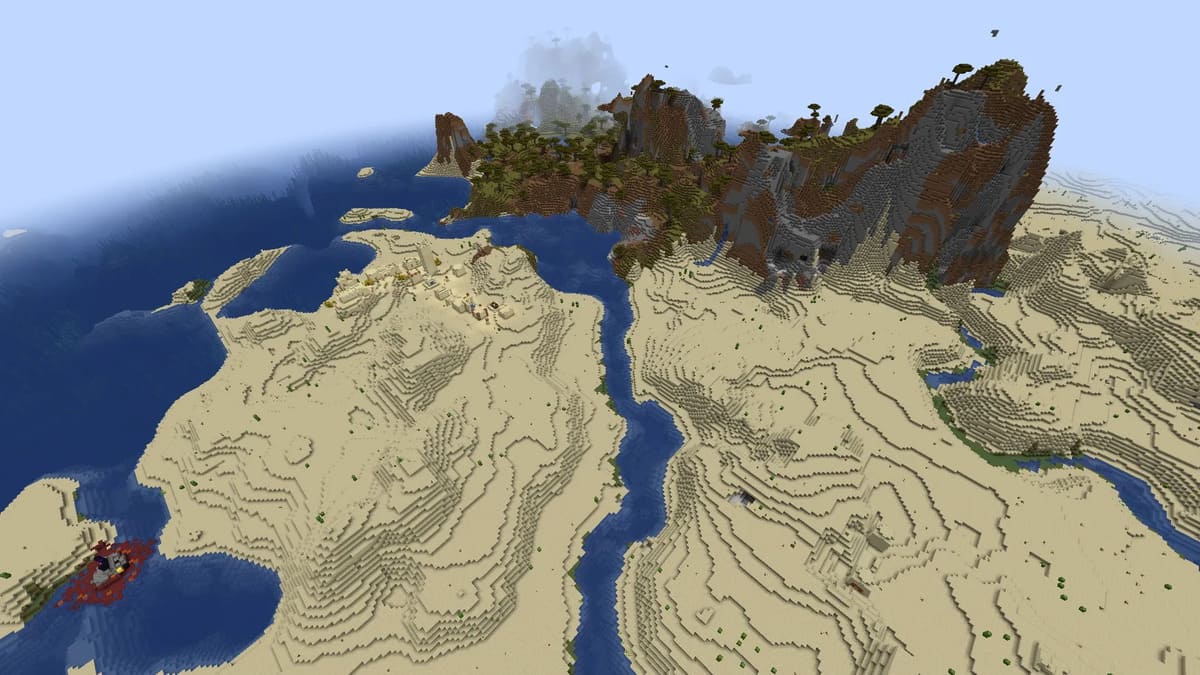 Shattered savanna and village in Minecraft