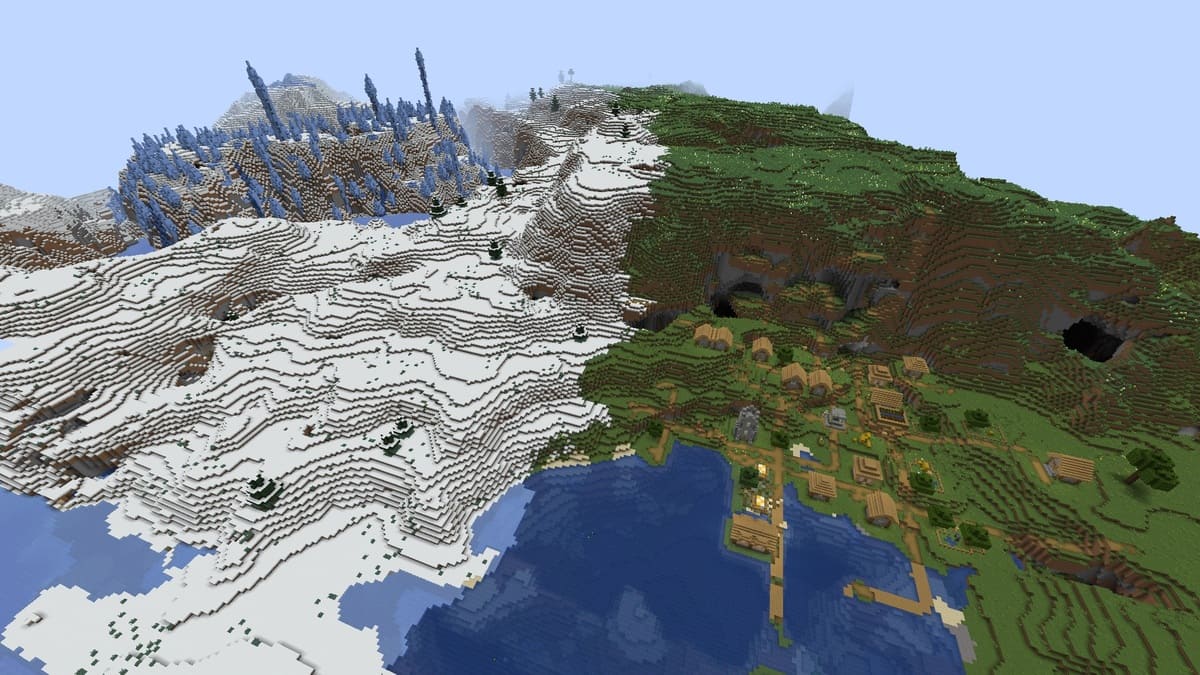 Ice spikes and village in Minecraft