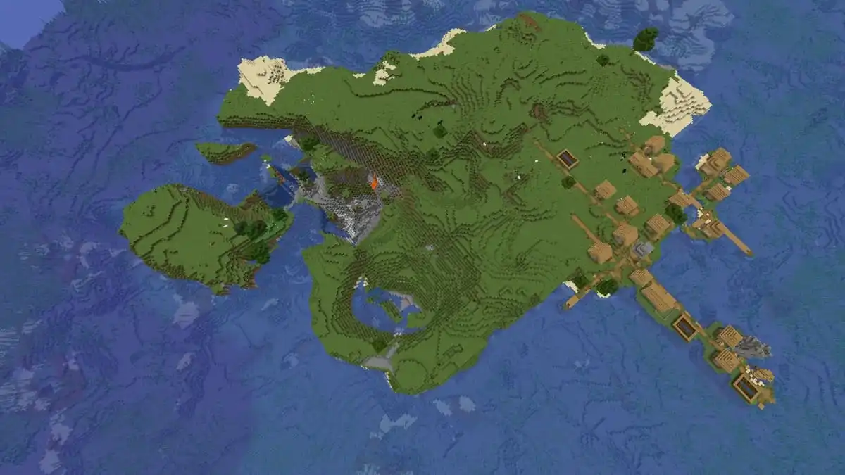 Survival island village in Minecraft