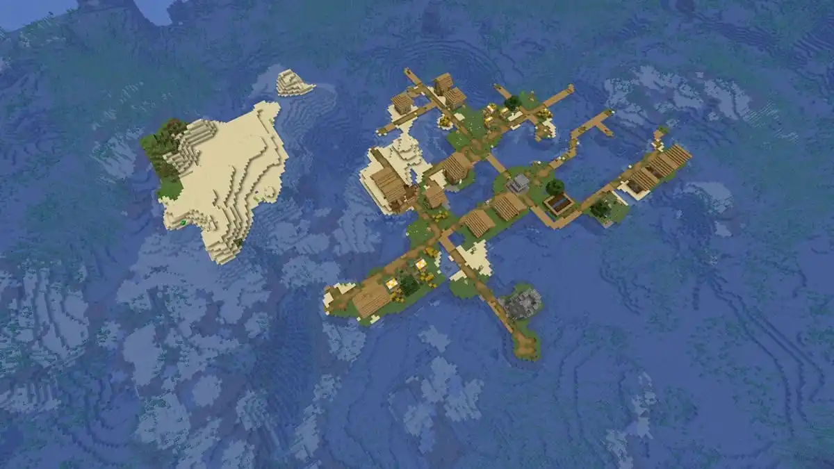 Survival island village in Minecraft