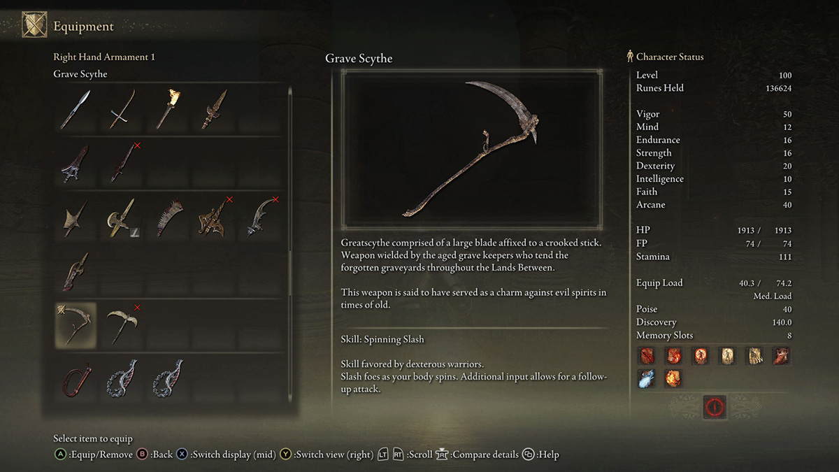 Grave Scythe lore in Elden RIng