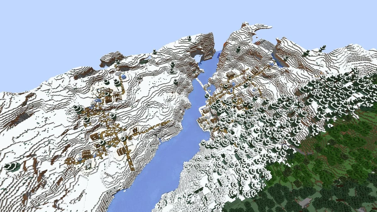 Double snow village in Minecraft