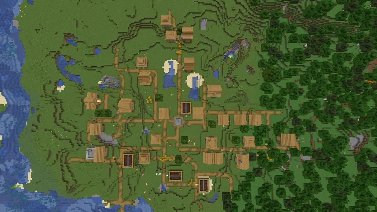 Blacksmith and village in Minecraft