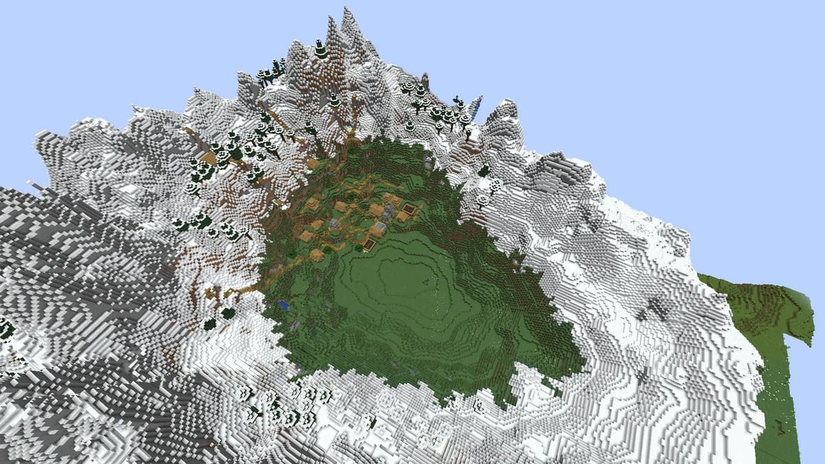 Ring mountain and village in Minecraft