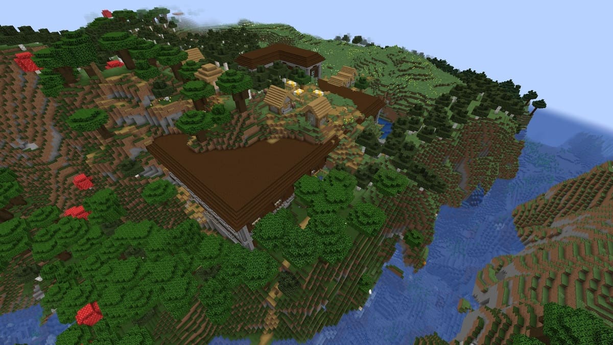 Woodland mansion and village in Minecraft