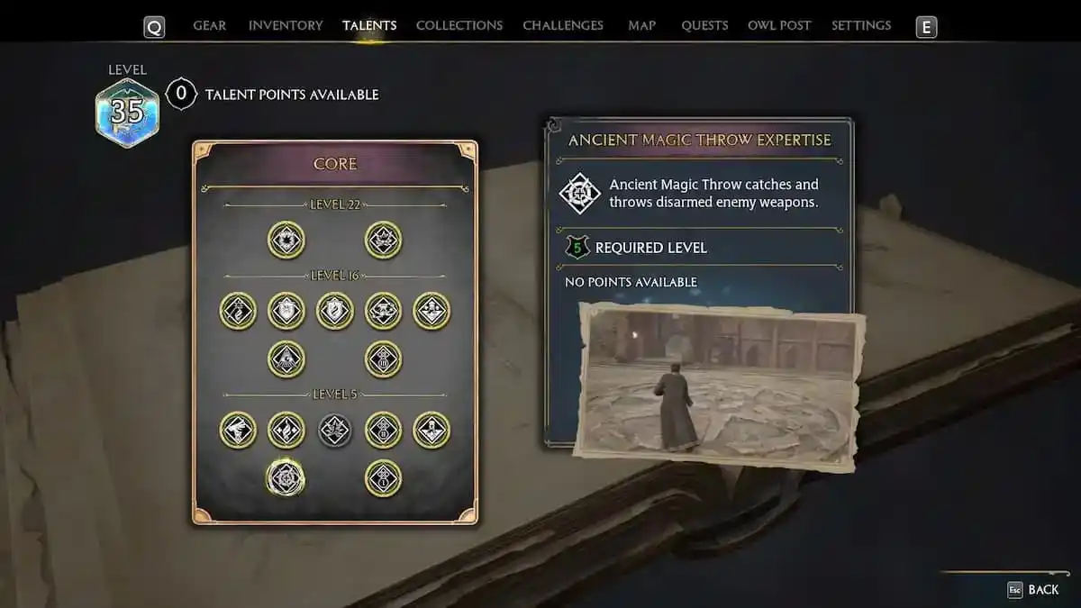 Talents menu highlighting Ancient Magic Throw Expertise