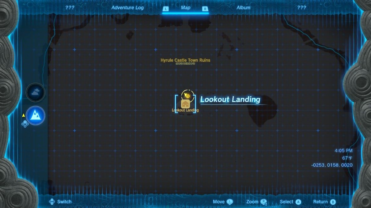 Lookout Landing location on map in Tears of the Kingdom