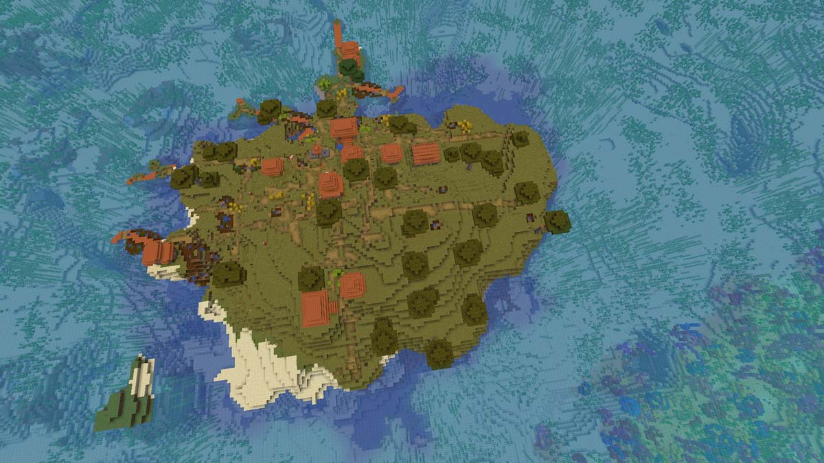 Survival island acacia village in Minecraft