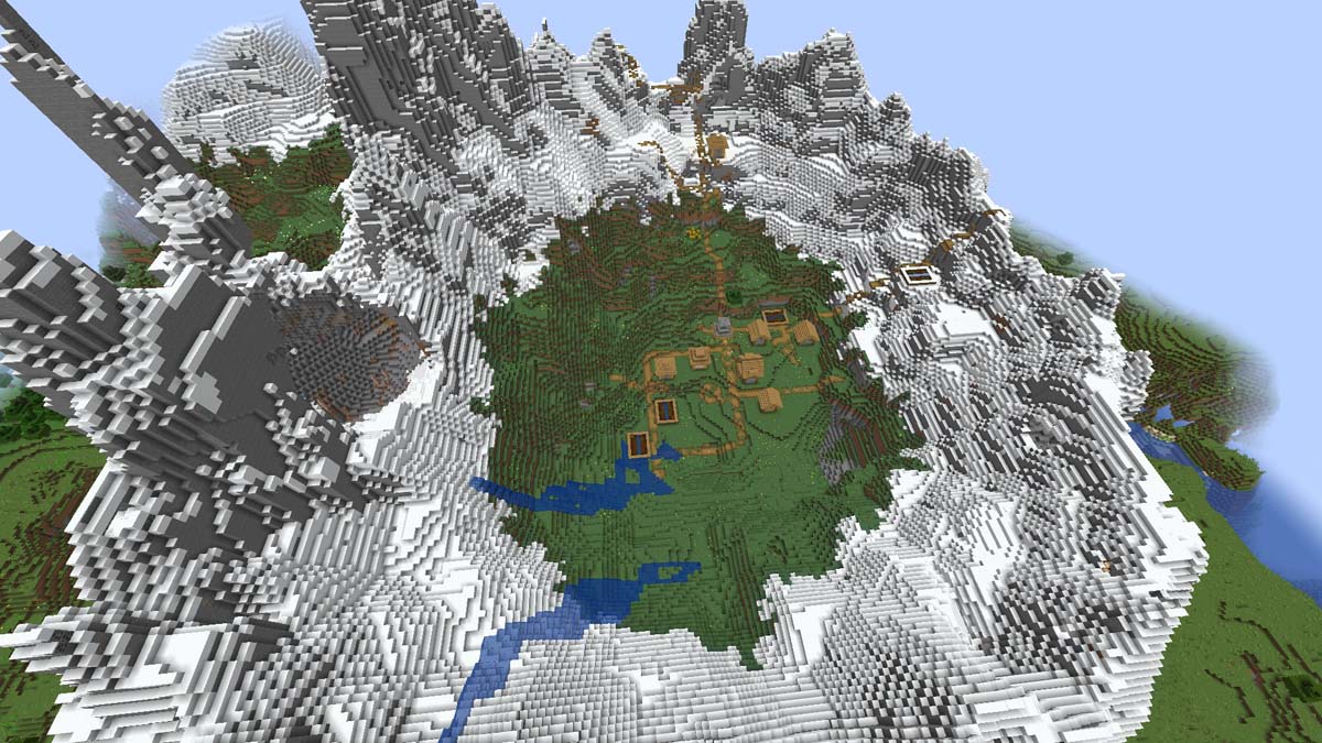 Ring mountain and village in Minecraft