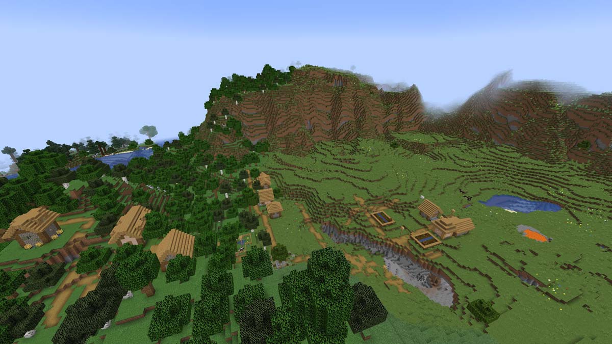 Huge ravine and village in Minecraft