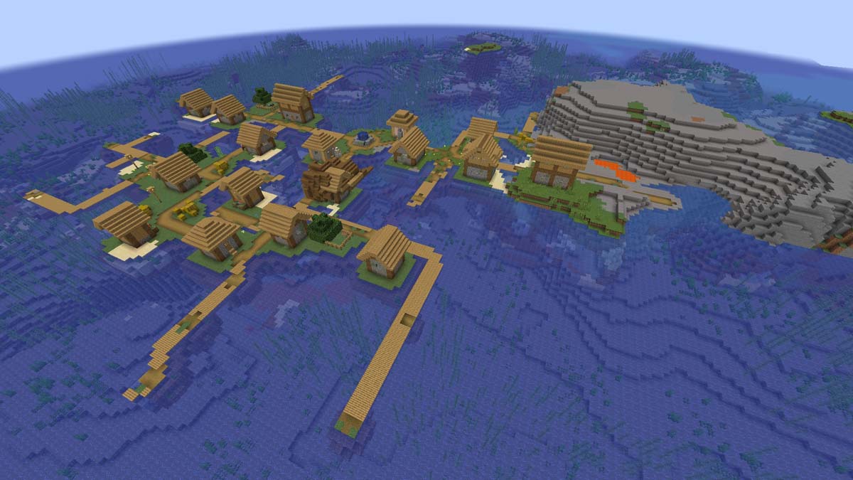 Survival island village in Minecraft