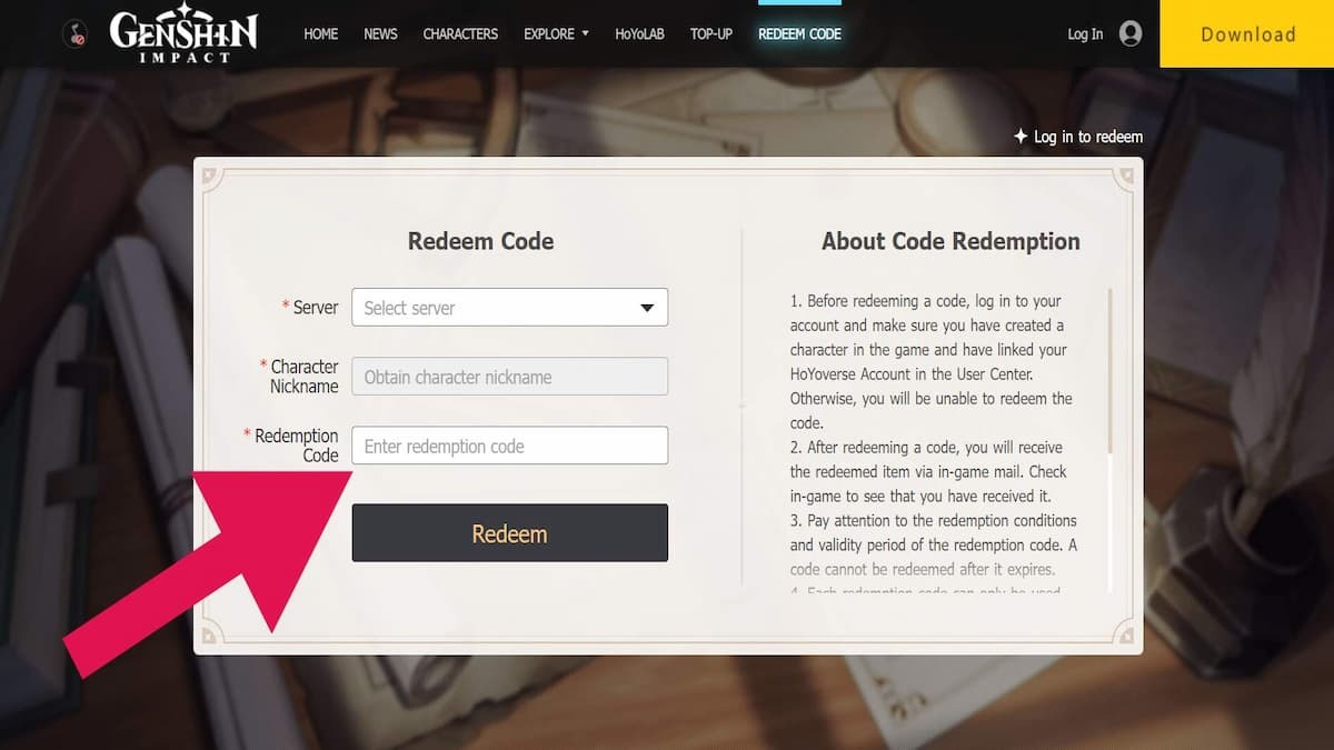 How to redeem codes in Genshin Impact