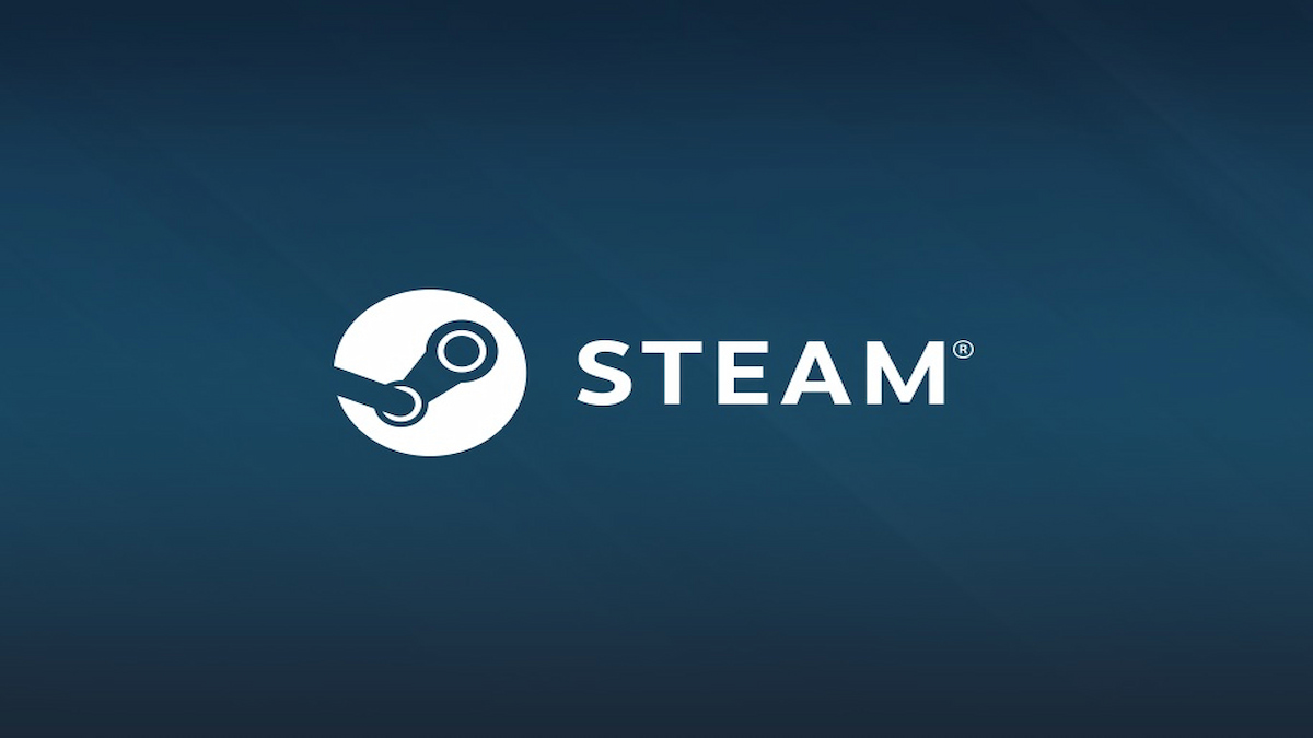 Steam logo and text on blue background.