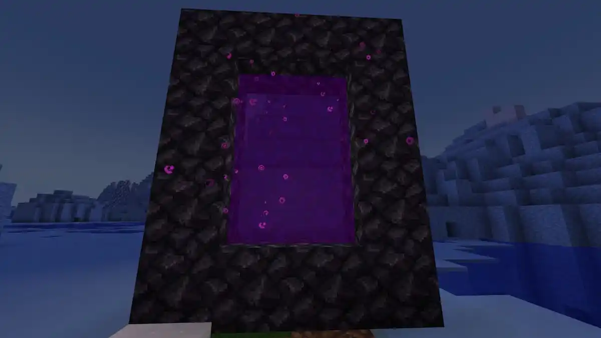 An active Nether Portal in Minecraft