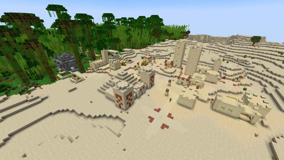 Desert temple and village in Minecraft