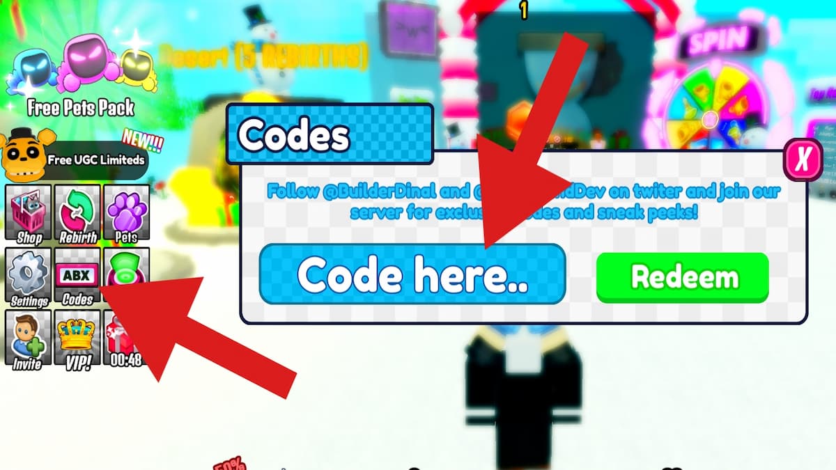 How to redeem codes in Cameraman Race Simulator