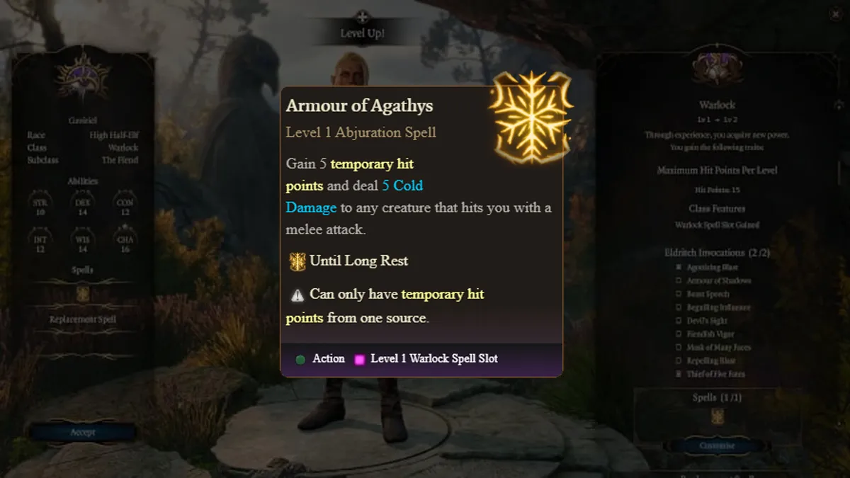 armour of agathys spell in baldur's gate 3