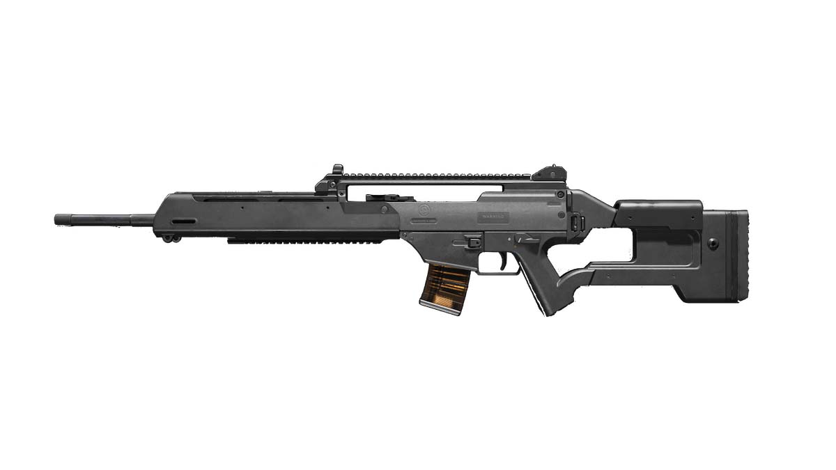 DM 56 marksman rifle on a white background