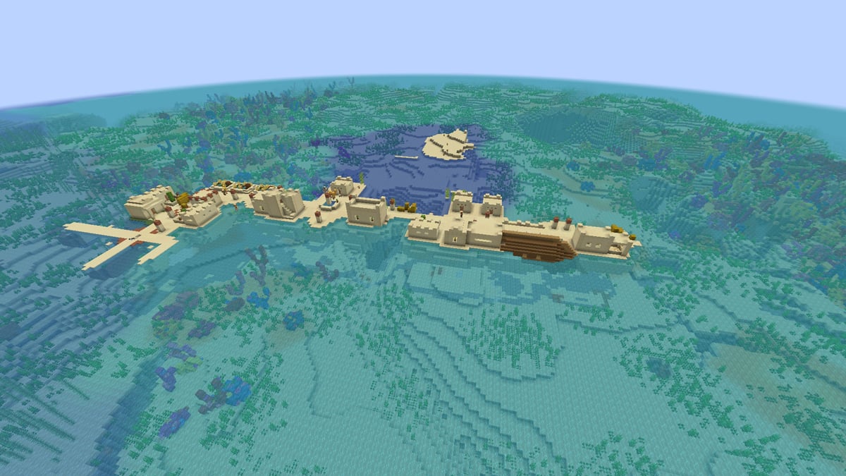 Desert village on long island in Minecraft