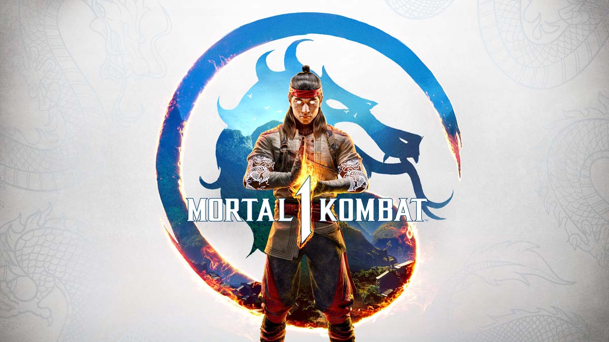 Fighter stands in front of Mortal Kombat dragon