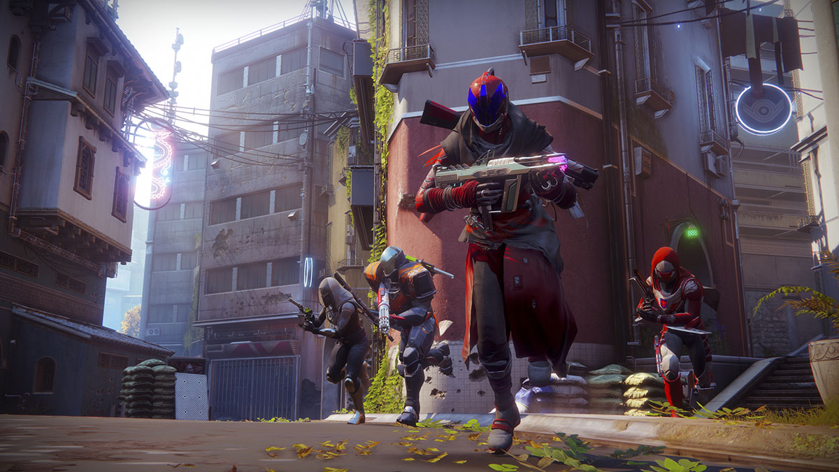 Guardians running through the Midtown Crucible map.