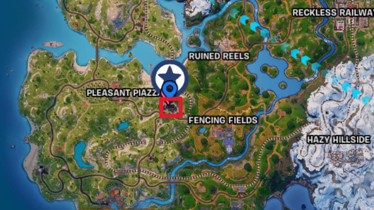 Fortnite map marking holiday boxy location.