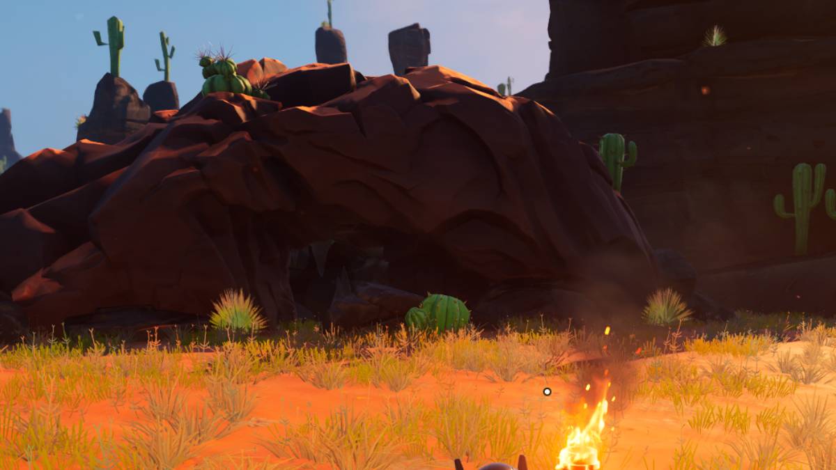 Dry lands cave in LEGO Fortnite.