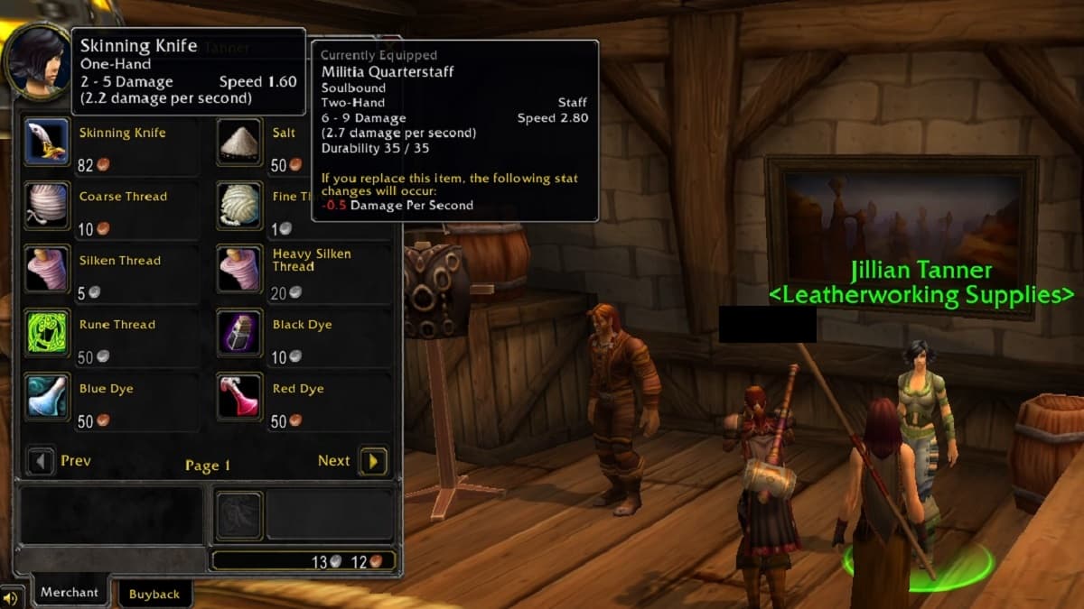 Skinning Supplies Vendor WoW