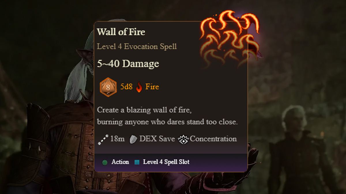 wall of fire tooltip in baldur's gate 3