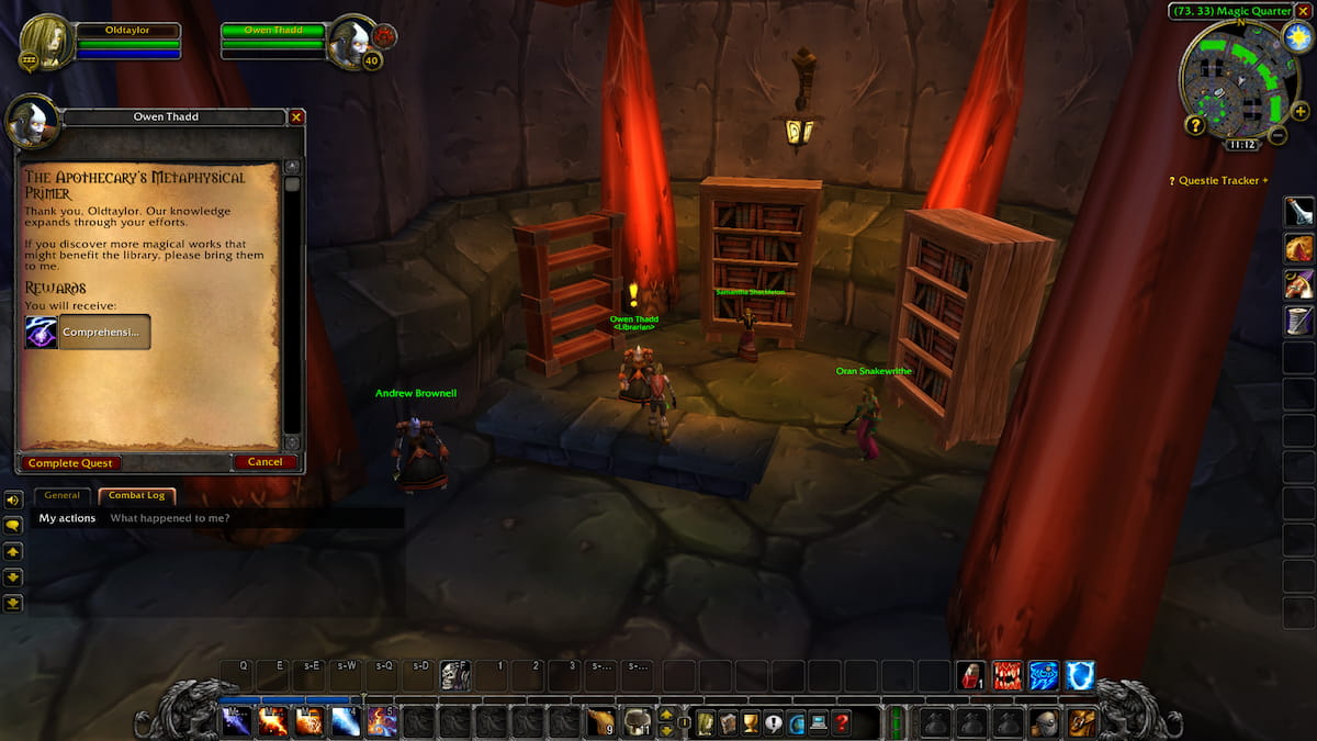 Mage turning in Apothecary Primer quest to Owen Thadd in Undercity