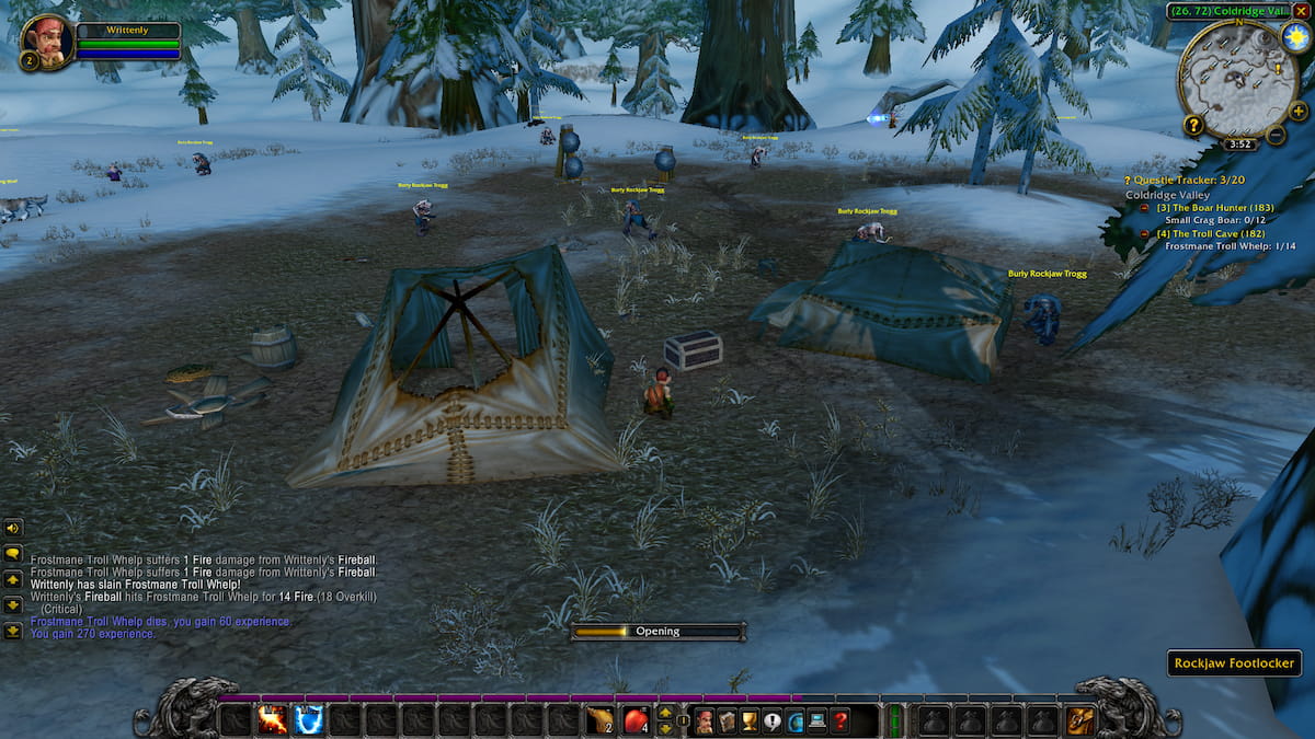 Gnome Mage opening chest in Trogg camp.