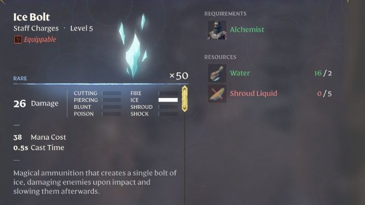 Enshrouded alchemist menu.