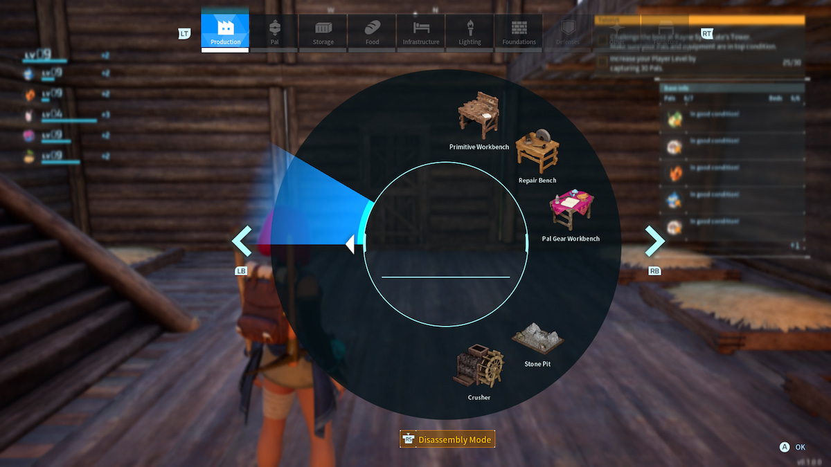 A screenshot of the radial build menu.