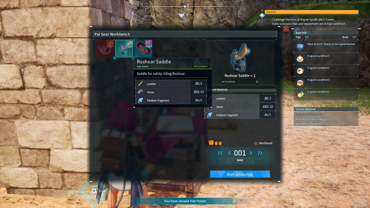 Player crafting Rushoar Saddle