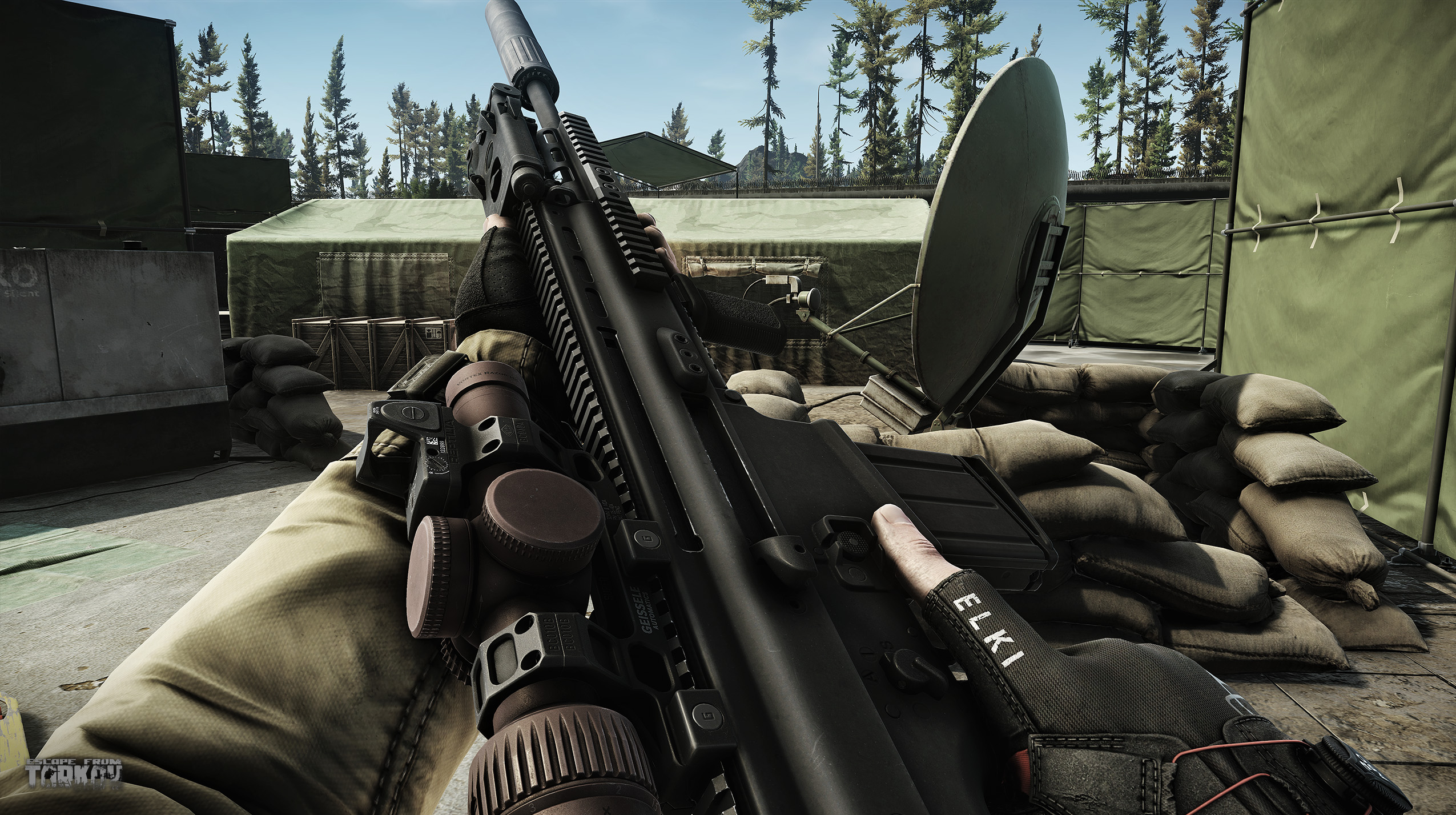 A Tarkov PMC holding a rifle on Lighthouse