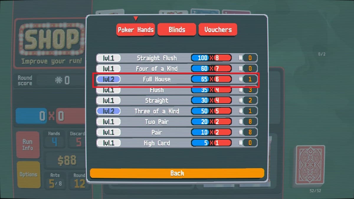 Full House stats after Earth Card is used