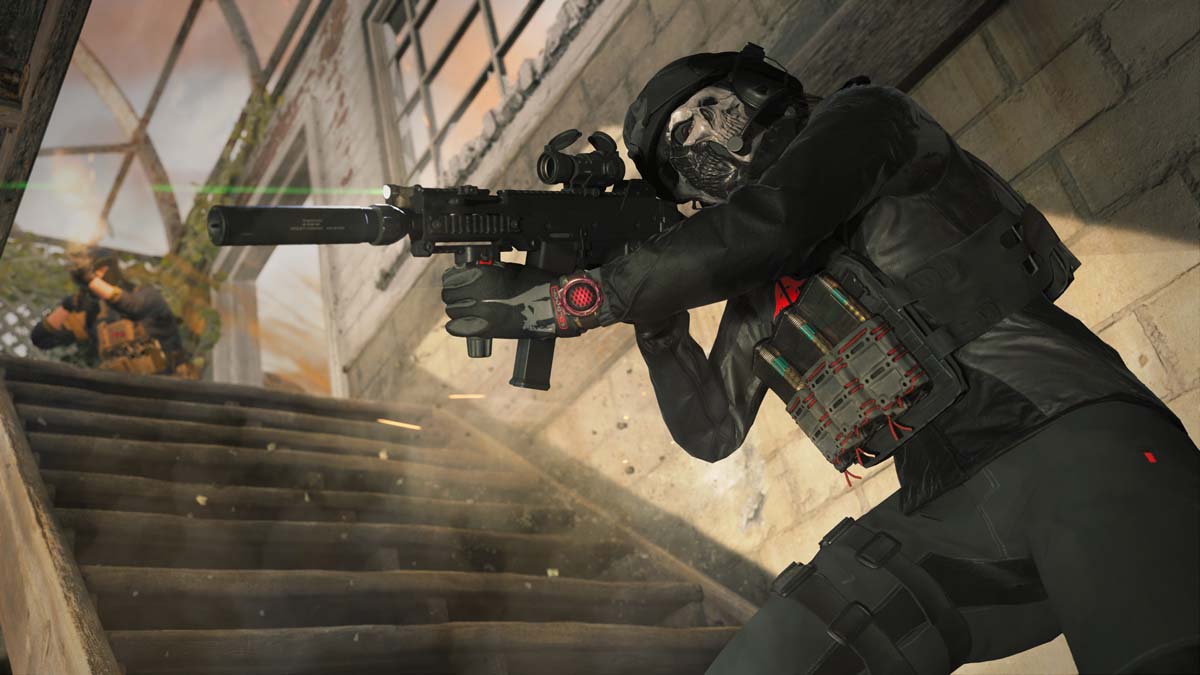 Sniper positioned on the stairs for Collateral kills in CoD MW3